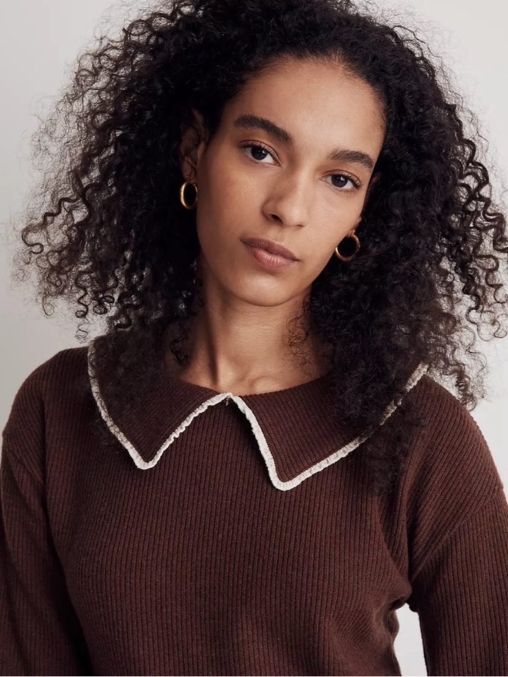 Madewell Ruffle-Collared Long Sleeve Top Size XS